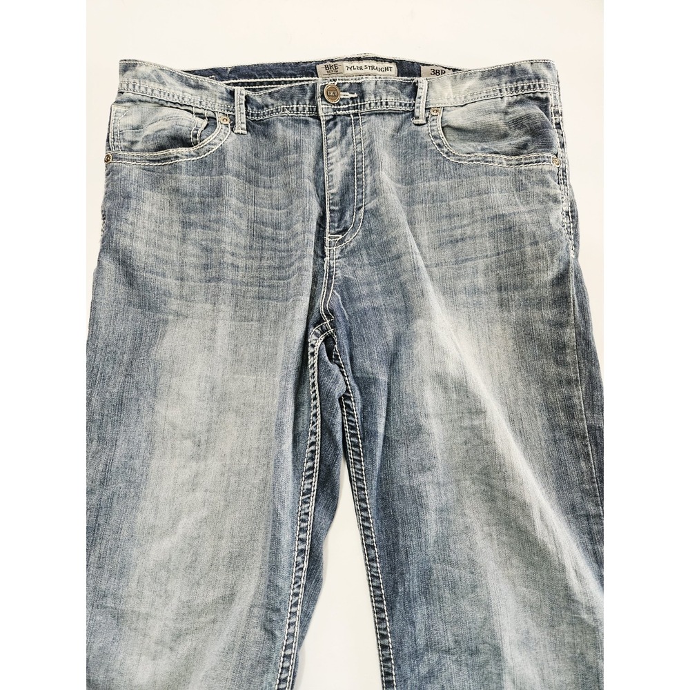BKE Tyler Straight Leg Jeans Light Wash Distressed Denim Men's Size 38R - Picture 10 of 10